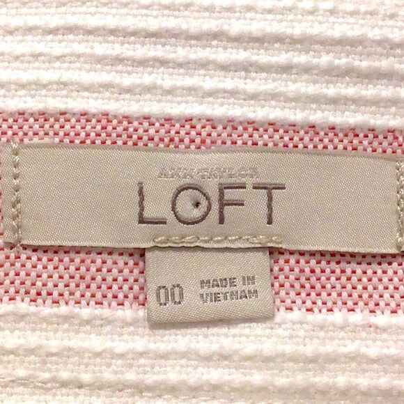LOFT Pink White Horizontal Nautical Stripe Sailor Button Front Pencil Skirt - Picture 15 of 16